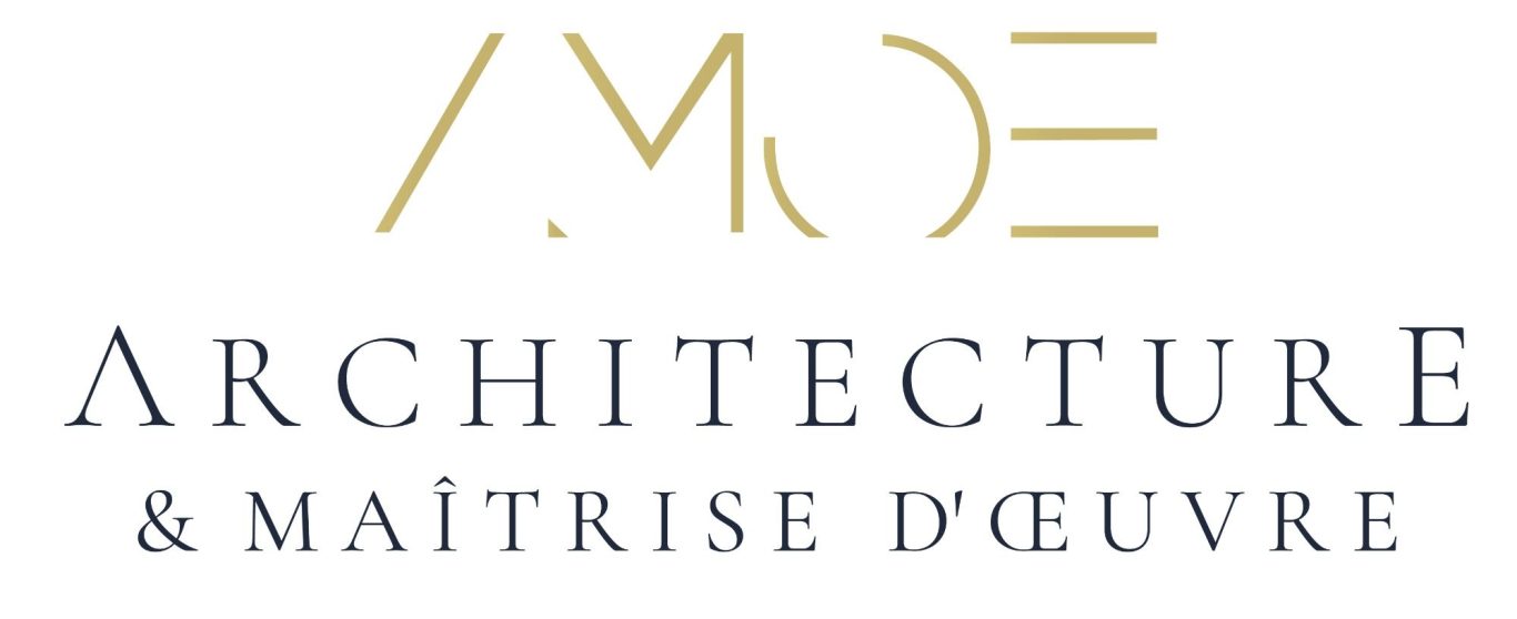 Logo de l'agence d'architecture AMOE, avec le texte "Architecture & Maîtrise d'œuvre".