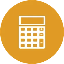 Icône d'une calculatrice sur fond orange.